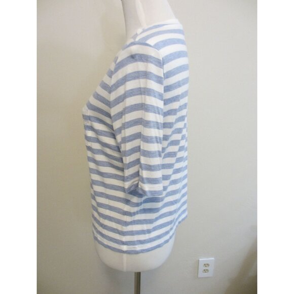 GAP CROP PALE BLUE AND WHITE STRIPED SHORT SLEEVED TSHIRT XS - Picture 2 of 5